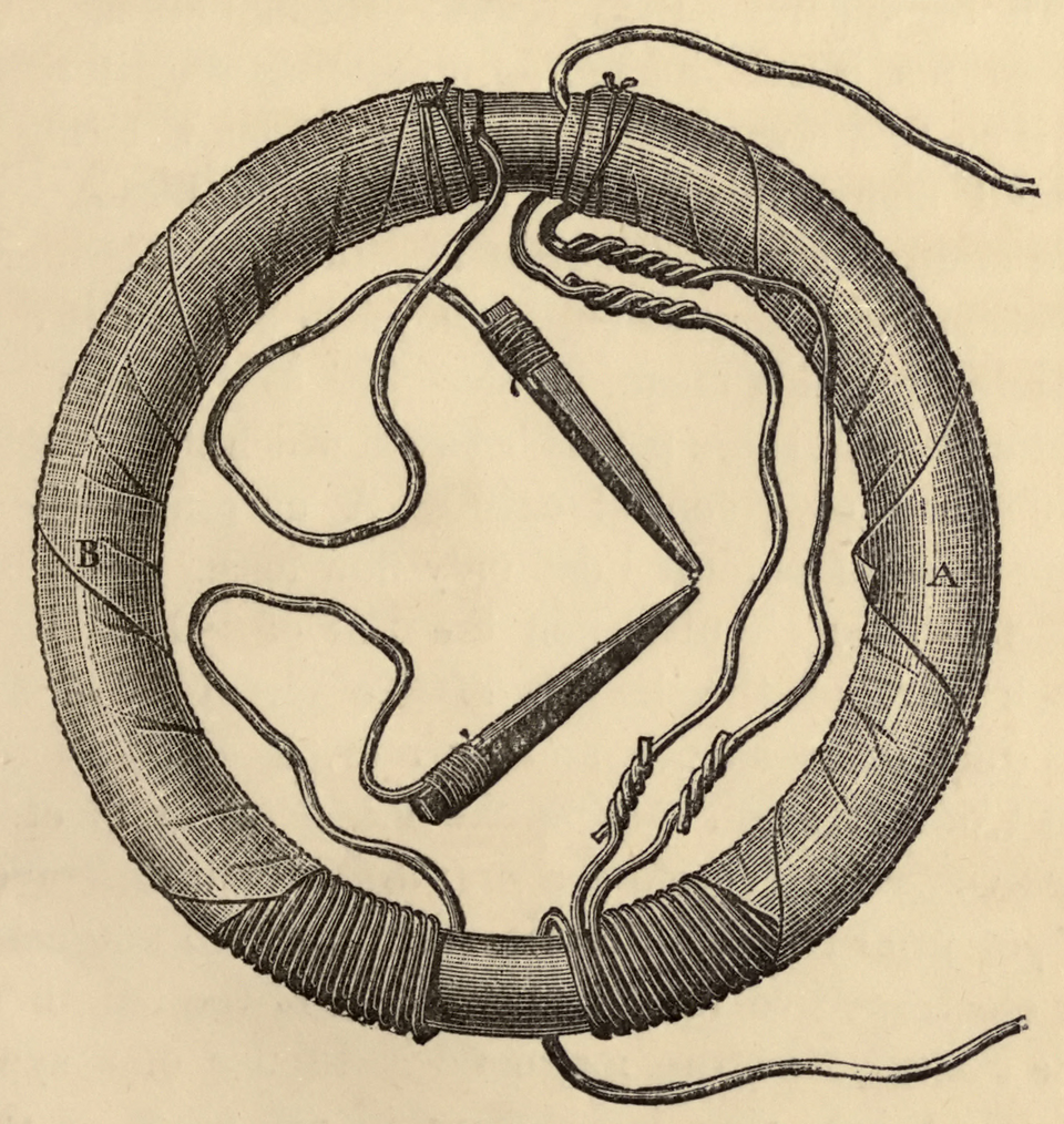 Historische Zeichnung von Faradays Induktionsring von 1831